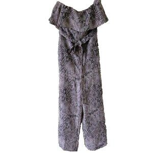 Aritzia Babaton Romper Womens 6 Snake Print Ruffled Top Wide Leg Animal Bohemian